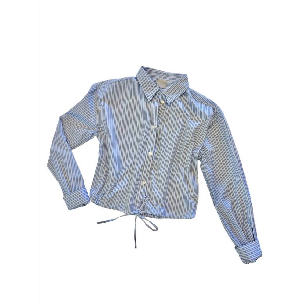 NEW ZERO DEGREES CELSIUS women's stripe button up blouse in blue